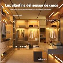 Luz Led con Sensor de Movimiento 2 Modos Ajustables 30 cm Lampara LED Recargable Luz LED de Interior con Ajuste de Brillo para Libreria Armario Dormitorio Pasillo 2pcs Luz Blanca - Blanco - Ver 2