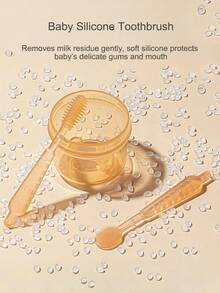 KUNT 一套婴儿口腔护理硅胶牙刷，可去除奶渍和牙菌斑，液态硅胶材质，婴儿牙刷 - 彩色 - 查看 3