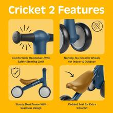 AZQRetrospec icleta de Equilibrio de Cricket para bebé con 4 Ruedas para Edades de 12 a 24 Meses Juguete de icleta para s de 1 año Juguetes de Paseo para s y niñas - Marino - Ver 3