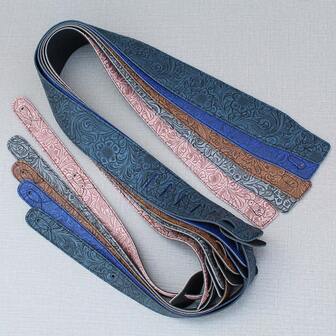 6mm Wide Guitar Strap, PU Leather, 3D Embossed, Soft & Comfortable, Effectively Reduces Shoulder Pressure