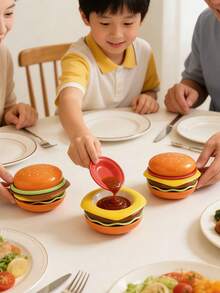 6件套汉堡蘸酱套装，2.03盎司创意开胃菜盘，蘸酱碗，甜点水果盘，酱汁盘，厨房用具，厨房用品，圣诞礼物，学习用品