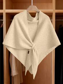 1 Peça Poncho Tricotado Oversized 185*76cm para Mulheres - Xale de Cor Sólida em Mistura Suave de Cashmere, Elegante Envoltório Adequado para Vestidos Formais, Cardigã Aberto Frontal Macio, Adequado para Primavera, Outono e Inverno, 73*30 Polegadas - Multicolorido - Visão 4