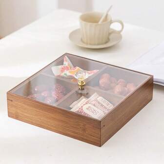 1 pieza Bandeja de 9 compartimentos para almacenamiento de frutas deshidratadas, plato de 6/4 compartimentos, organizador de caja de estilo chino para aperitivos y frutos secos en la sala de estar