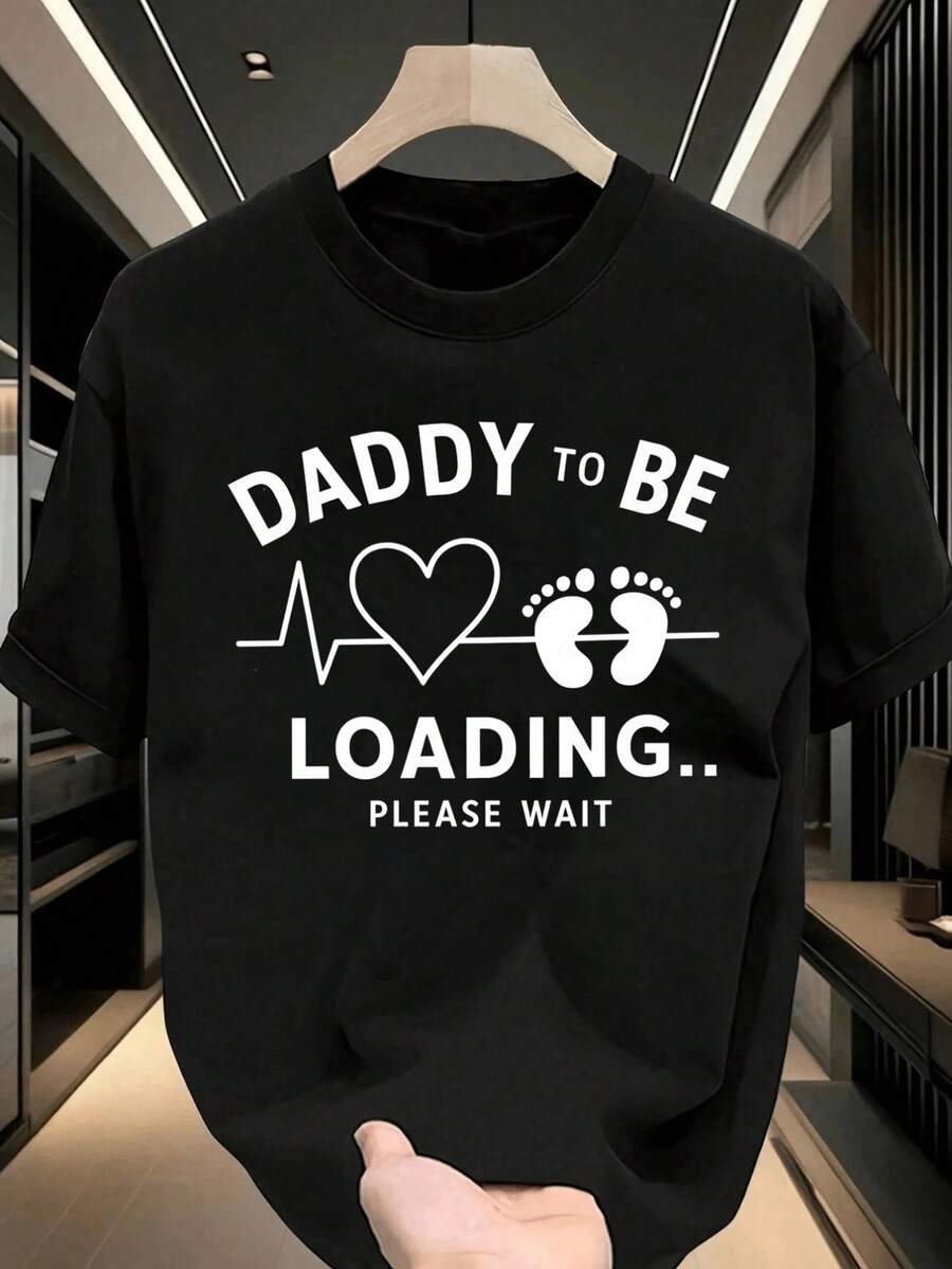 Camiseta Papá Por Venir, Estampado Loading Bebé, Baby Shower, Familiares,ropa de hombre,parejas,envio nacional,regalo para hombre,oversize hombre. - Negro - Ver 1