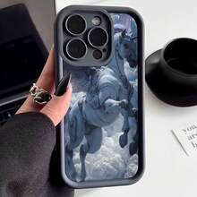 Cubierta de telefono con borde protector color gris oscuro diseño de caballo alado en el cielo para uso diario y estilo urbano - Burdeos - Ver 1
