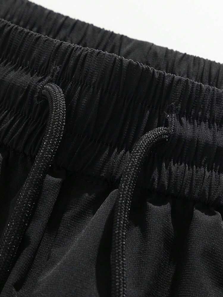 Pantalones cortos casuales y ligeros para hombres, transpirables y con estilo para deportes al aire libre en verano - Negro - Añade 4