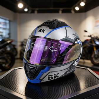 1pc Mecha-Style Cycling Protective Full Face Helmet, Glare-Resistant Visor, Matte/Glossy Finish, Breathable Shock-Absorbing Lining, Motorcycle Safety Helmet