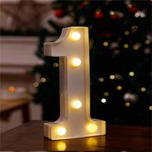 1个22厘米/8.66英寸大尺寸LED发光数字字母灯，带挂钩，适合墙面装饰，心形设计，包含26个字母（0-9），电池供电（不含电池），ABS材质。适用于情人节、新年、春节、婚礼、浪漫装饰、家居装饰、办公室装饰、派对装饰，营造浪漫氛围。 - 白色 - 查看 44