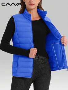 Cavva Women's Lightweight Vests Jacket Water Resistence Soft Sleeveless Warm Jacket Hiking Camping Running Outdoor - 寶藍色 - 查看 4