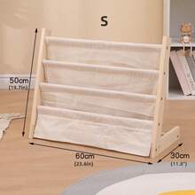 1pc Wooden Bookshelf | Multi-Tier Book Storage Rack, Minimalist Drawing Book Organizer, Floor Magazine Rack, Solid Wood Material, Freestanding, Pine Wood Finish, Natural Wood Color - Multicolor - View 3