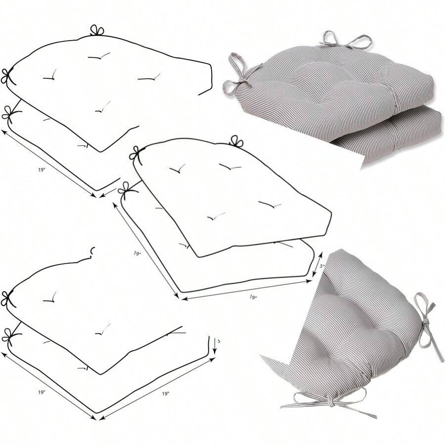 ASDPillow Perfect Oxford Charcoal Reversible Chair Pad Set of 2 - Gris - Ver 1