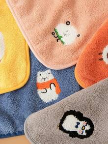 5件套卡通儿童毛巾套装 - 柔软刺绣浴巾、婴儿围兜和高吸水性手帕，儿童必备洗浴及日常用品套装