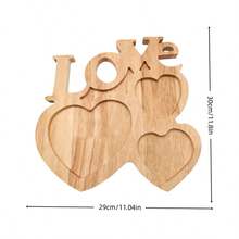 1pc Valentine's Day Limited Edition | LOVE Wooden Dessert Plate, Romantic Serving Tray, Enhances Date Night Ambiance - Multicolor - View 2