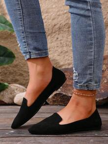 Women's Pointed Toe Flat Shoes, Black Work Shoes, Runs Small, Oversized EU Size 35-45, Fashion Casual Sneakers In Leopard, Rainbow, Military Green, Black With Gold Thread, Slip-On Comfortable Lightweight Flats, Fabric Batch May Vary Slightly In Color And Pattern