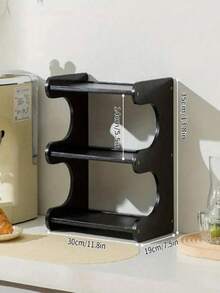 Three-Tier Bamboo Storage Rack - Easy Assembly, Minimalist Style For Bathrooms, Entryways, Bar Counters, Kitchen Countertops, Offices, And Living Rooms. Cup Holder Storage Rack - Space-Saving Solution For Perfumes, Cosmetics, Mugs, And Kitchen Seasoning Organization. - Black - View 7