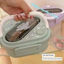 Sanrio 1个三丽鸥Hello Kitty便携式午餐盒，带提手，防漏密封阀，可微波炉加热，方形设计，大容量三格学生便当盒，塑料和不锈钢材质，多种款式可选，适合办公室、旅行、野餐和厨房收纳，是女孩背包必备午餐盒