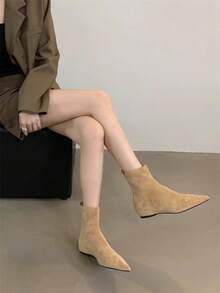 Botines y botitas para mujer - Forro polar de color albaricoque - Ver 2
