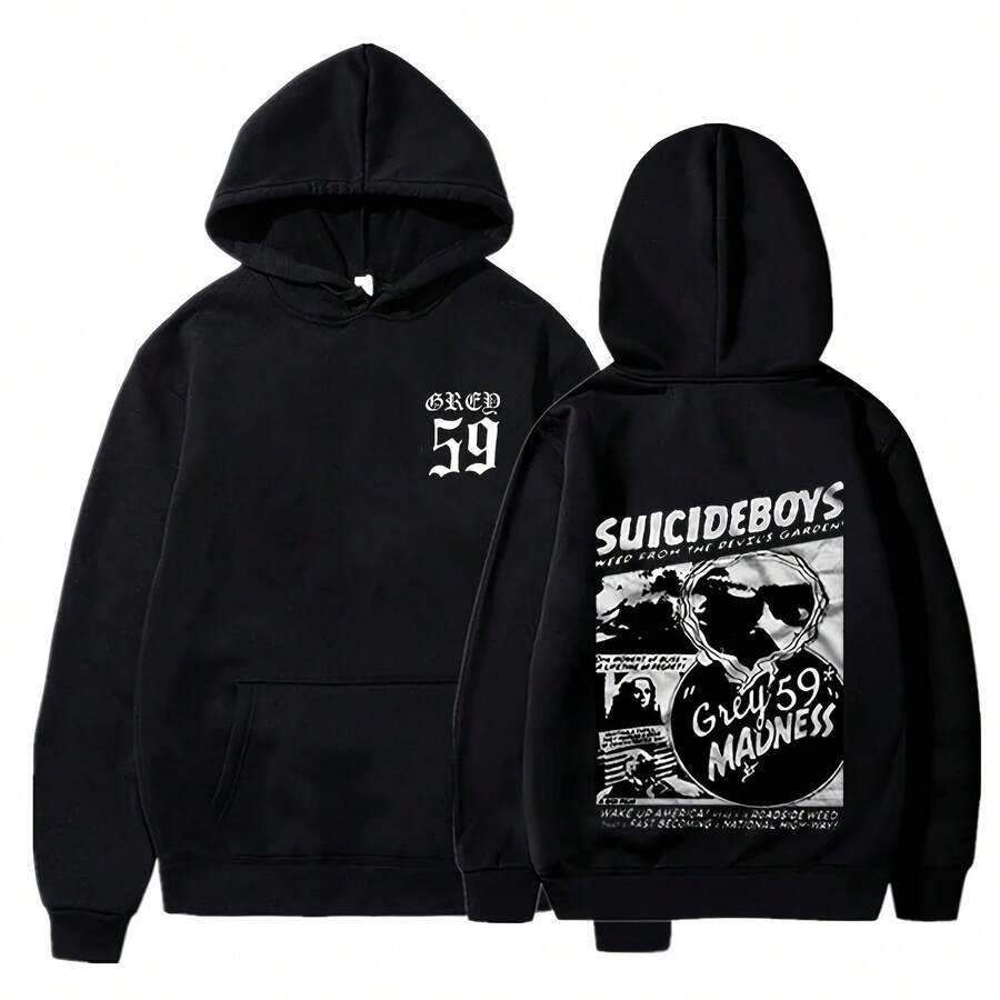 SuicideBoyds G59 Printed Hooded Sweatshirt SuicideBoyds Muisc Autumn And Winter Men's And Women's Hooded Sweatshirt Streetwear - Black - View 1