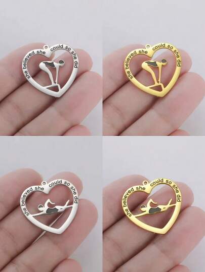 AMAXER 1 pieza Colgante de acero inoxidable con forma de corazón para natación, regalo perfecto para nadadores, adecuado para hacer joyas DIY, pulseras, collares