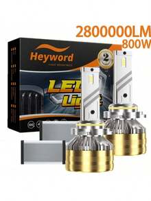 Heyword 2个升级版9005/HB3 9006/HB4 H7 H11 H4 H1 LED大灯灯泡，远近光通用，支持CANBUS总线，亮度高达280万流明，亮度提升500%，色温6000K，即插即用，带散热风扇 - 9006 - 查看 15