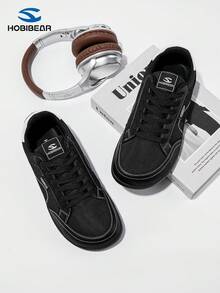 HOBIBEAR Fashionable Wide Toe Sports Shoes, Training Shoes, Fitness Shoes, Unisex Casual Athletic Sneakers, Black Flat Shoes - Black - View 6