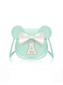 1个女童钱包，可定制字母，可爱米老鼠耳朵和蝴蝶结设计，斜挎包礼品 - 藍色 - 查看 13