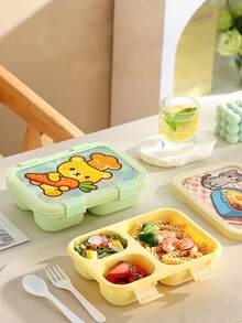 1pc Elegant Bento Box, Multiple Colors Available, Personalized Pattern, Cute & Minimalist, Food Storage Container With Included Utensils, Suitable For Daily Use And Holiday Gifts - Multicolor - View 6