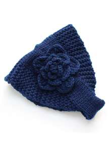 1pc Women's Polyester Knitted Scarf/Headband, Floral Embellished, Warm & Versatile, Elastic, Suitable For Daily Wear