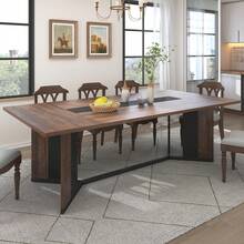 71"/78" Large Luxurious Rectangular White Dining Table For 6 8 10 People W/Marble-Color Wood Tabletop,Metal Adjustable Leg.Modern 6ft Family Dinner Table For Rustic Office Kitchen Living Room - Brown - View 2