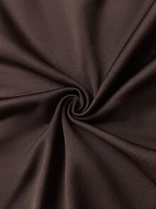 1 pieza Vestido de tela de punto elegante, vestido formal con manga larga, ajustado, fruncido y calado, sexy y encantador, color marrón café, adecuado para otoño, invierno, graduación, fiesta, boda, elegante, chic, primavera, lujo, Ramadán - Café - Ver 6