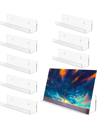 8/Piece Transparent Vinyl Record Wall Rack, Wall-Mounted Acrylic Vinyl Record Rack With Mounting Hardware, Nail Polish Storage Holder, Display Your Favorite LP Records