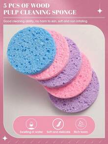 5pcs Soft Facial Cleansing Sponges For Daily Use - Multicolor - View 6