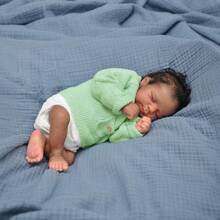 45厘米重生娃娃玩具，布身乙烯基四肢，逼真深棕色肤色，微笑娃娃，儿童生日礼物，可收藏的仿真玩具 - 睡著的娃娃 - 查看 5