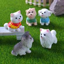 1pc Cute Cartoon Dog Realistic Colorful Dog Miniature Landscape Gardening Decor, Samoyed DIY Accessory, Dollhouse Ornament