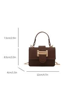 迷你复古纯色极简金属扣方形单肩斜挎包，搭配迷你手提包，适合女孩、女大学生、年轻职业女性和OL，非常适合办公室、校园、工作、商务、通勤、户外、旅行和休闲场合。 - 棕色 - 查看 10