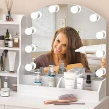 Multifunctional Dressing Table With Mirror, LED Lights And Drawers, 2 Colors