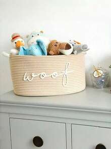 编织绳收纳篮,绣有“汪汪”字样 - 宠物玩具收纳篮,可存放磨牙玩具、毯子和牵引绳,海军蓝提手,可堆叠设计,个性化宠物收纳篮,适用于猫狗。宠物礼物、圣诞家居装饰、个性化礼物、男女皆宜的最佳圣诞礼物,适合节日家居和办公室桌面装饰、房间装饰、旅行必备品。 - 彩色 - 查看 7