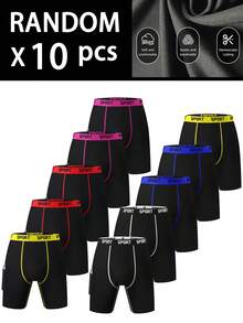 10pcs/Pack Men's Sports Briefs | Soft Breathable Fabric | Multicolor "SPORT" Waistband With Side Pockets - Multicolor - View 1