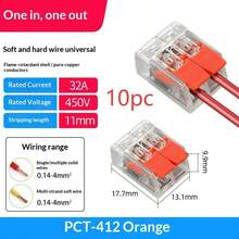 28-12 AWG 插入式电线连接器套件 - DIY 电线连接器，2/3/5 端口，无需胶带，快速连接。适用于家居装饰、工业布线和配电箱快速连接。插入式延长线可连接到接线板。迷你快速电线连接器工具。男士实用工具 - 送给男士的完美礼物！（款式随机，颜色可能略有差异，包装随机） - 橘色 - 查看 9