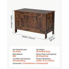 Kids Storage Bench, Wooden Toy Box Chest, Large Storage Cabinet With Safety Hinge, Toddlers Retro Storage Bench For Playroom, Living Room Or Entryway, 29.7 X 15.3 X 18.9 In, Easy Assembly, Brown - Vintage Brown 29-34 inches - 查看 7
