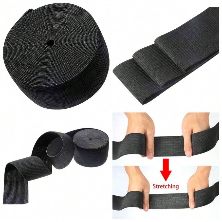 Elastic Spool 2 Inch X 5 Yard Black Stretchable Cord For Crafting Sewing - 1 - View 1
