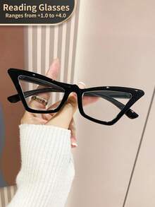 LiMiaoMiao 1pc Unisex Vintage Cat Eye Reading Glasses, Clear Transparent Computer Reading Magnifying Glasses +1.0 To +4.0 - Transparent - View 41