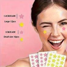 40 Pieces Per Sheet, Colorful Five-Pointed Star Decorative Stickers - Perfect For Halloween And Christmas Decorations, Also Conceal Pimples And Facial Imperfections. Face Stickers, Star-Shaped Pimple Patches Absorb Pus, Invisible Makeup, Cute Patterns, Acne Scar Covers, Hide Blemishes, Makeup Concealer. - 綠色 - 查看 6