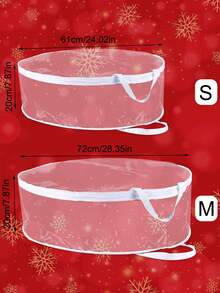 1个透明圣诞花环收纳袋，带提手，圆形重型PVC装饰整理袋，防尘节日装饰收纳容器，适用于人造花环、饰品、松枝。 - 透明 - 查看 4