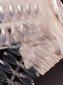 504 Pieces Of Ultra-Thin, Seamless, Transparent, And No-Polishing Almond Nail Plates Nails - White - View 2