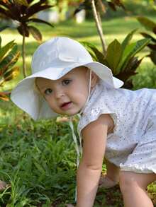 1pc Baby Girl Sun Hat, Toddler Summer Beach Hat, Wide Brim, UPF50+ - 1PC - View 4