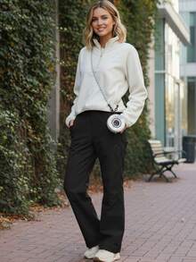 CAMEL CROWN 女士户外软壳裤，防风防水宽松徒步裤 - 幻影黑 - 查看 4