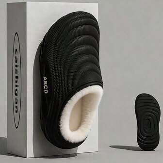 2025 New Men's Thermal Slippers With Heel, Indoor Non-Slip Warm Waterproof Couple Slippers Can Be Worn Outdoors, Comfortable