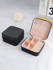 1pc Travel Jewelry Organizer, PU Jewelry Organizer, Convenient Travel Organizer, Cosmetic Organizer, Travel Storage Accessory, Compact Jewelry Box, Jewelry Storage Container, Jewelry Organizer, Earring, Necklace, Ring Storage Box, Travel Essential, Travel Organizer, Holiday Gift, Women's Gift. - Multicolor - View 12