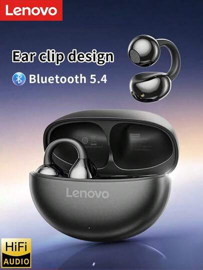  Auriculares Bluetooth con clip para la oreja Lenovo TA410, sonido panorámico HD, larga duración de la batería, cómodos de llevar, auriculares deportivos y para juegos